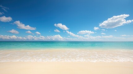 Obraz premium summer concept. Serene beach with turquoise water and a clear blue sky.