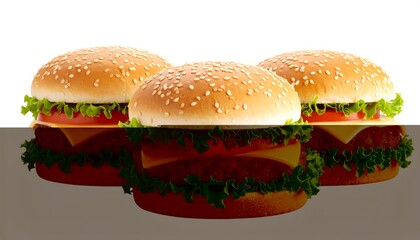 Three appetizing hamburgers