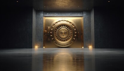 Vault door inside a secure concrete room