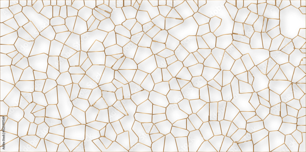 Poster abstract golden hexagon graphic ornament. arabian stylish seamless pattern on white background. crea