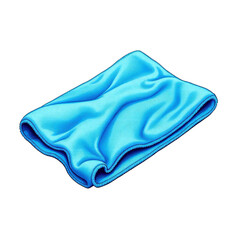 A light blue microfiber cleaning cloth is folded and crumpled against a black background in a simple style
