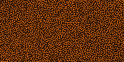 Turing Abstract Pattern, suitable for any business. black and orange color diffusion reaction seamless pattern.An abstract Reaction-diffusion or Turing pattern formation, coral reef, natural texture,	