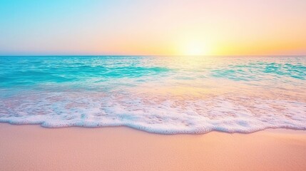 Obraz premium summer concept. Sunrise over gentle waves on a sandy beach.