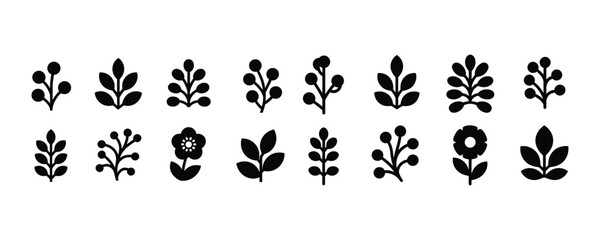 Fototapeta premium Elegant Collection of Minimalist Leaf and Silhouettes for Nature-Inspired Design Elements