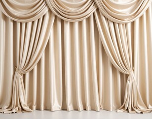 curtains on white, Elegant Beige Satin Curtains