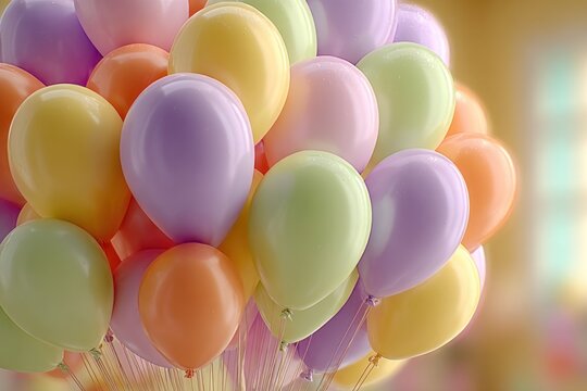 Pastel balloons in a cluster