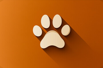 Flat vector illustration of a stylized paw print icon