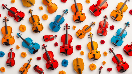 Stylized fine shooting effect with violins in geometric pattern