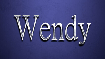 3D Chrome name design of Spanish name Wendy on blue Background.
