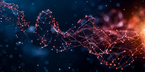 Futuristic techno network art on dark background