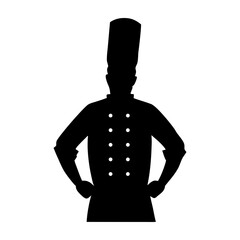 Obraz premium Silhouette of a chef with hands on hips