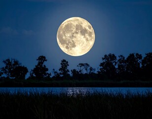 Fototapeta premium Full moon over a tranquil river