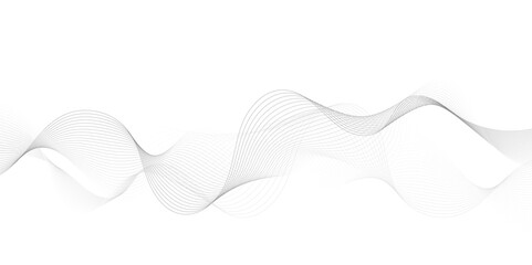 Abstract grey, white smooth element swoosh speed wave modern stream background. Wave with lines created using blend tool. Abstract frequency sound wave lines and twisted curve lines background.	
