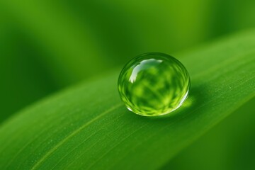 A Single Raindrop on a Leaf: Reflecting the Vivid Green Surroundings for Artistic Realism