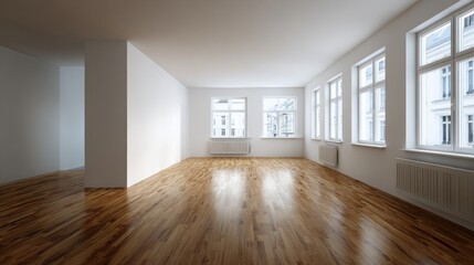 Obraz premium living, space, interior, room, wooden, floor, neutral, contemporary, architecture, home, house, residential, empty, ambient, bright, open, spacious, decor, calm, peaceful, uncluttered, furniture, wall