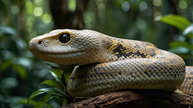 Majestic Sumatran keelback snake in lush jungle captivating gaze mysterious beauty wild nature