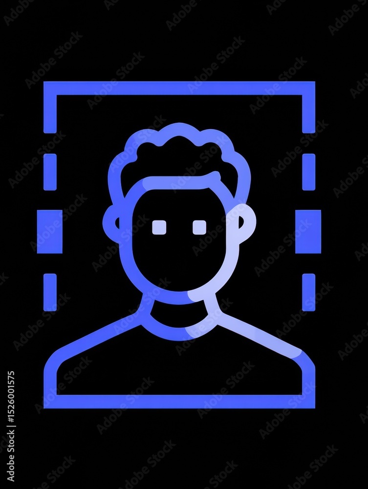 Poster facial recognition technology overlaying a user avatar with clear top section highlighting identific