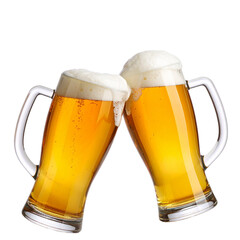 two glasses of beer isolated on transparent background, png