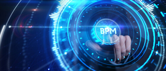 BPM Business process management system technology concept.