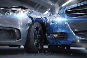 Car accident damage impact collision scene