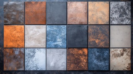 Ceramic Tiles Assortment. Decorative, Interior Design, Textures, Colors Variety, Surface, Patterns.