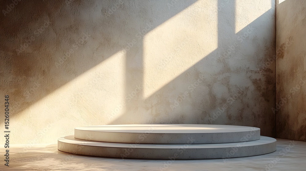 Canvas Prints floating white podium with a weightless hovering appearance over a glowing floor