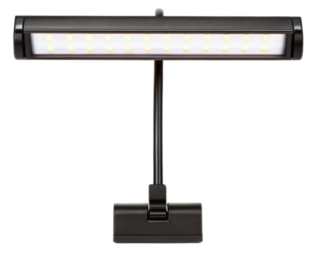 Modern LED desk lamp with adjustable arm for versatile lighting on a transparent background
