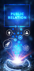 PR Public relations concept. Communication advertising marketing strategy. 3d illustration