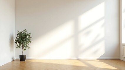 Bright and airy room with a houseplant, showcasing natural light.