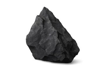 Obraz premium Realistic 3d rendering of a dark gray rock isolated on transparent background, ideal for compositing and photo manipulations