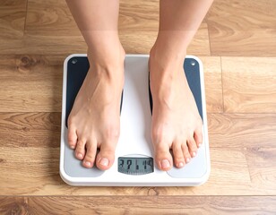 Woman standing on a digital scale