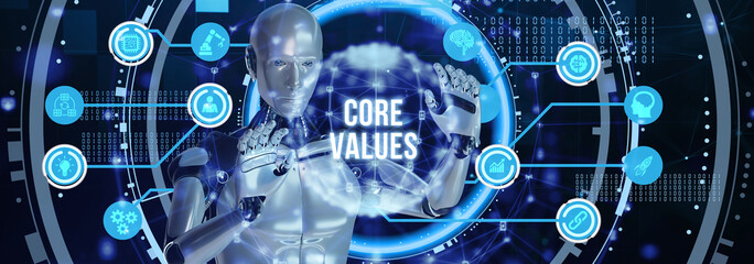 Business, Technology, Internet and network concept. Core values responsibility ethics goals company concept. 3d illustration