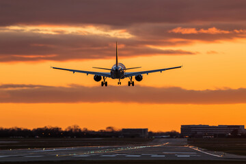 Airplane taking off from runway