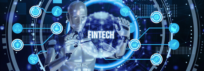 Fintech Financial technology digital money online banking business finance concept. 3d illustration