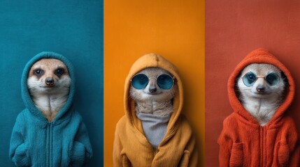 Stylish meerkats in hoodies
