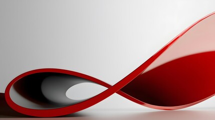 Naklejka premium Abstract red ribbon design with copy space for text, showcasing innovative and realistic 3D rende perfect for modern ing and presentations, ideal for a website or