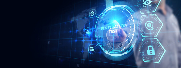 PENETRATION TEST inscription, cyber security concept.