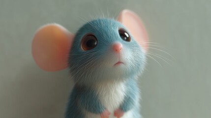 Adorable Blue Mouse Looking Up