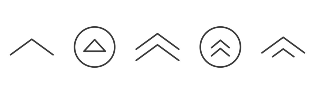 Swipe up icon arrow button, ui scroll symbol. Swipe slide simple minimal line sign. Move button, app interface action. 