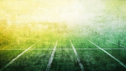 A grunge background with a light green and dark yellow gradient, horizontal lines of white scratches, and a football field pattern at the bottom.