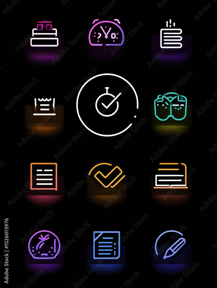 Poster deep work routine infographic featuring focus icons, timer, and clean notebook design for productivi