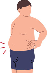 Fototapeta premium お腹の贅肉が気になる男性の主線なしイラスト素材