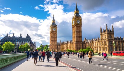 London cityscape with pedestrians