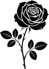 Fototapeta premium Elegant Black Rose Silhouette: Botanical, Love, and Floral Vector Design