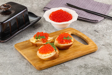 Luxury toast with red caviar