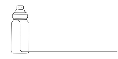 Continuous one line drawing of water drink bottle. Sports water bottle single line vector illustration, Continuous Line Drawing of Water Bottle Icon. Hand Drawn Symbol Vector Illustration