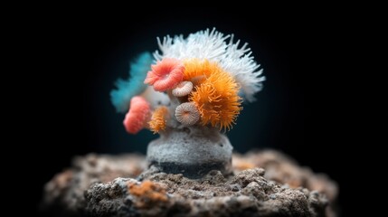 Tiny coral cluster, vibrant colors