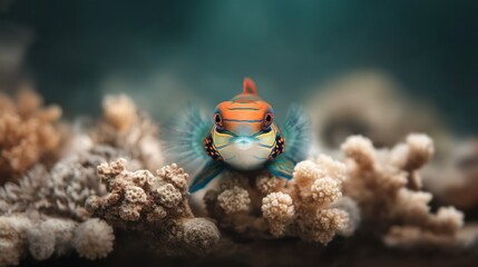 Tiny fish on coral reef