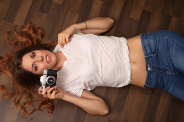 photographer with an old film camera