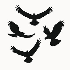 Obraz premium Majestic Eagles in Flight A Collection of Silhouette Illustrations